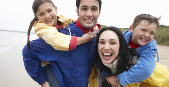 Happy family on beach
