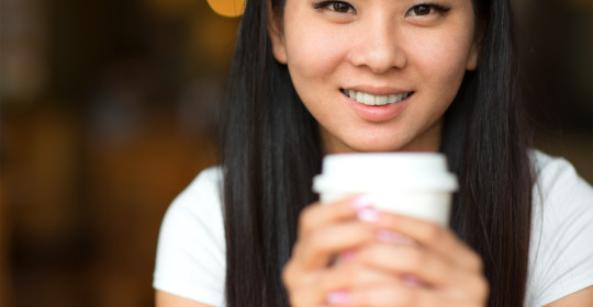girl enjoying coffee in the morning lifestyle photo